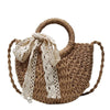 Handmade Half-Round Rattan Woven Straw Bag