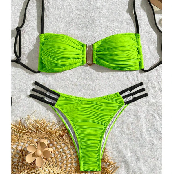 Lime green two piece swimsuit