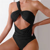 One Shoulder Sexy Black One Piece Swimsuit - Sexikinis Swim
