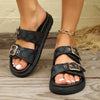Thick-soled Metal Buckle Designer Slippers