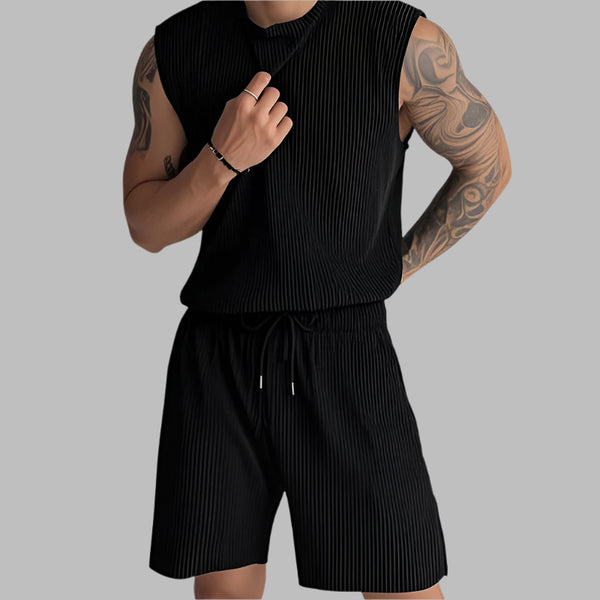 Summer Izzy Pleated Sleeveless Tank men beach shorts set