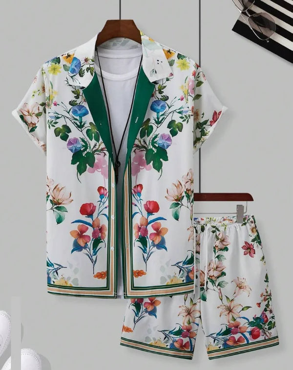 Hawaiian resort wear men beach shorts set