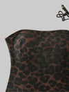 Leopard print strapless top on a textured white background with 'Varleinsar' branding.