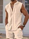 New men's casual sleeveless beach shorts sets