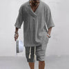 Men Casual Knitted Two Piece Shorts Summer set