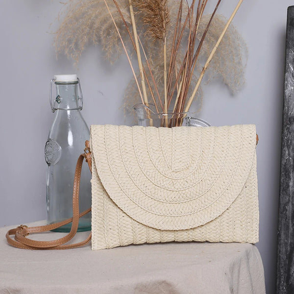 Straw Woven Shoulder CrossbodyBeach Clutch Bag