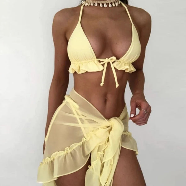 Saffie girl Sexy Halter Bandage three piece swimsuit - Sexikinis Swim