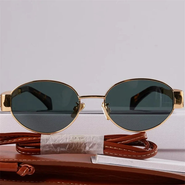Gold Metal Frame OvalSmallSunglasses - Sexikinis Swim