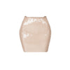 Beige sequin mini skirt on a white background