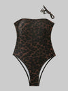 Leopard Printed Bandeau Women One Piece Swimsuit