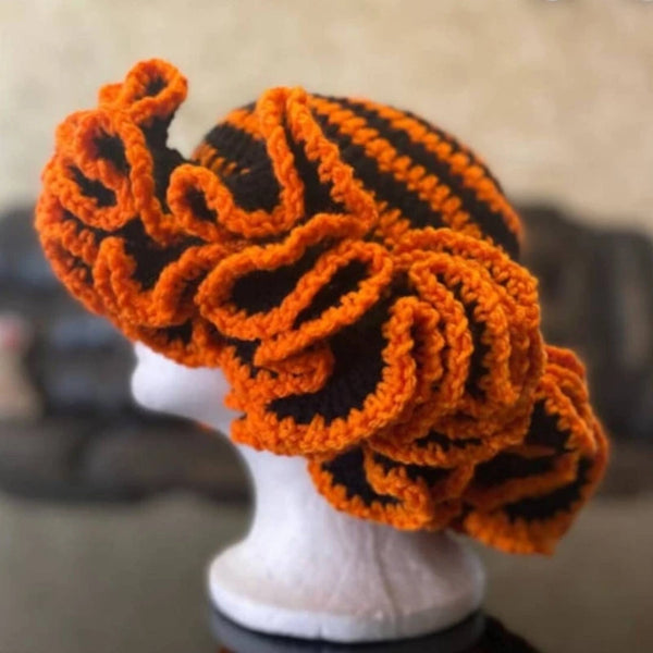 Ruffled Handmade Knit Bucket Hat