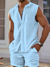 New men's casual sleeveless beach shorts sets
