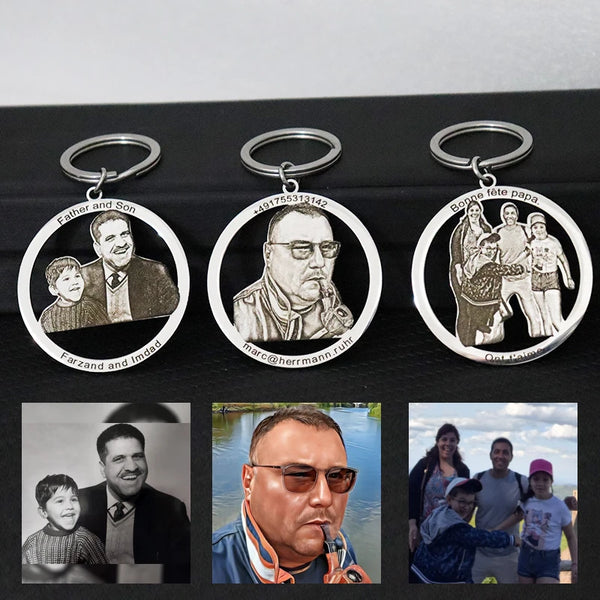 Personalized Couple Engraved Photo key chain Jewelry Gift