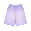 Lavender shorts with a drawstring on a white background