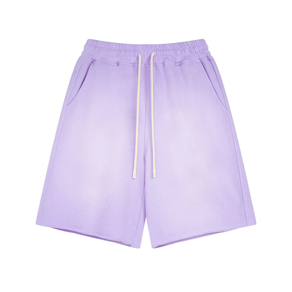 Lavender shorts with a drawstring on a white background