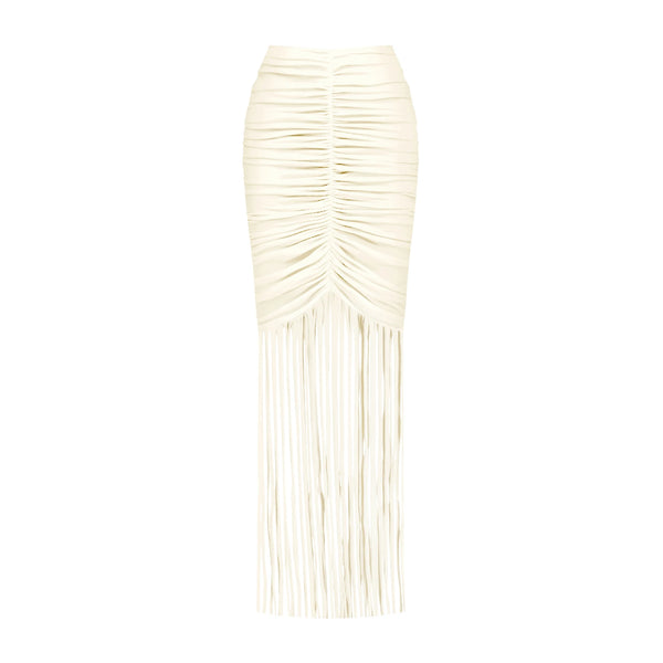 White fringe skirt on a white background