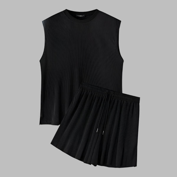 Summer Izzy Pleated Sleeveless Tank men beach shorts set