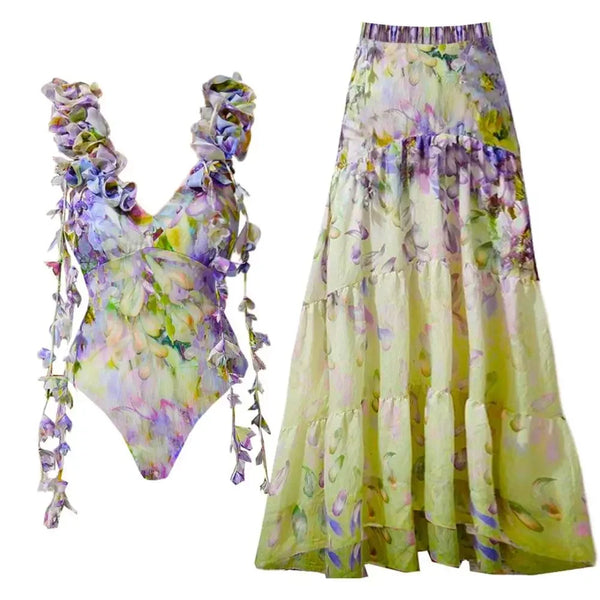 Garden vibe one piece with cover up swimsuit