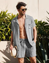 Summer Cotton Linen Beach men swim set