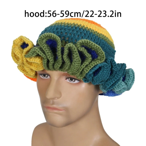 Ruffled Handmade Knit Bucket Hat