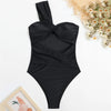 One Shoulder Sexy Black One Piece Swimsuit - Sexikinis Swim