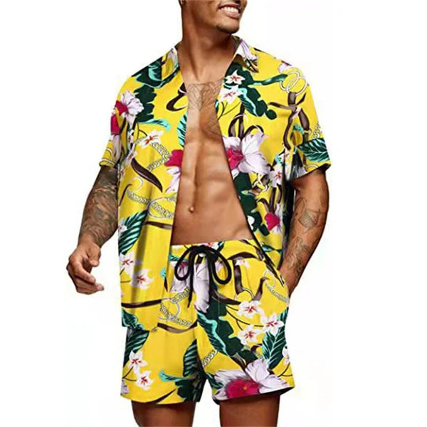Floral Hawaiian two piece beach set