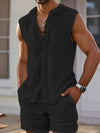 New men's casual sleeveless beach shorts sets