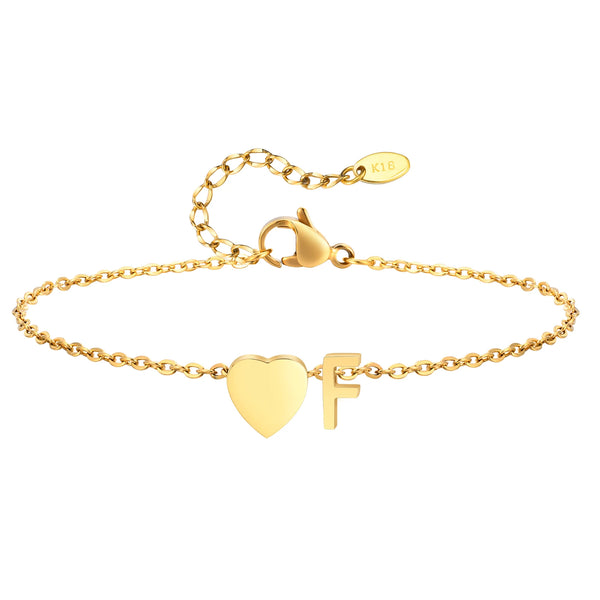 Women Heart Initial Stainless Steel Personalized Anklet Bracelets