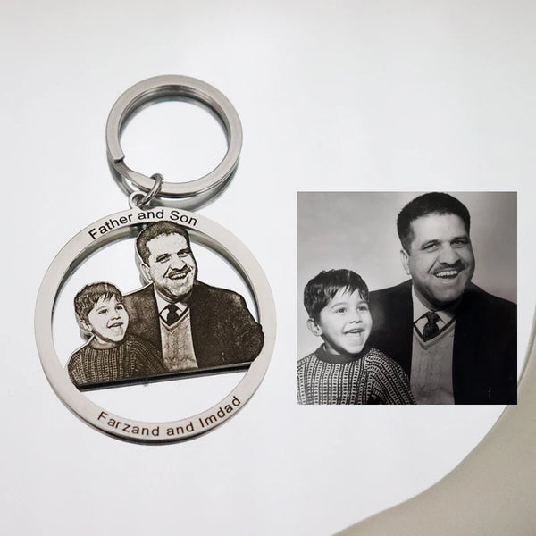 Personalized Couple Engraved Photo key chain Jewelry Gift