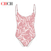 Women's Swimwear CH Letter Pink Triangle One-piece Swimsuit - Sexikinis Swim