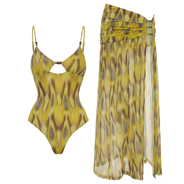 Avasnake one piece swimsuit with coverup