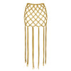 Gold woven skirt with fringe on a white background