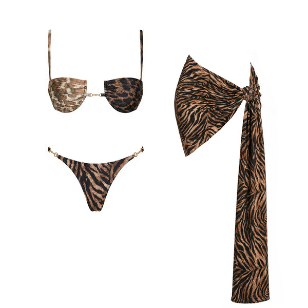 Animal vibe one piece swimsuit with coverup