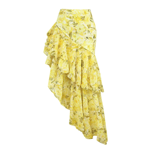 Yellow floral skirt on a white background