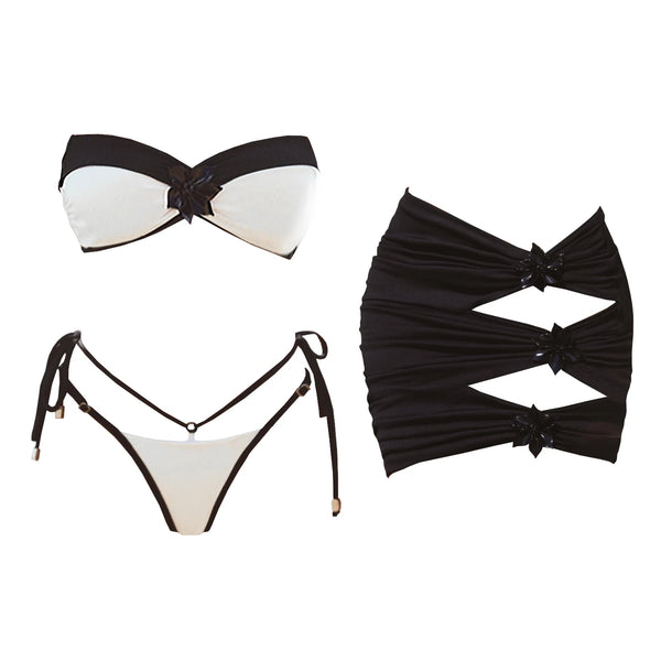 Nitty flower two piece swimsuit with Mini Skirt