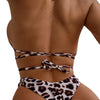 Leopard print bikini set on a white background
