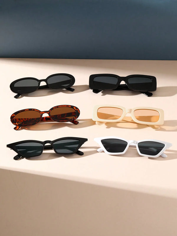 6PCS Unisex Geometric Plastic Frame Boho Sunglasses