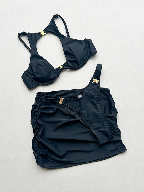 Classy cut-out two piece swimsuit with cover up
