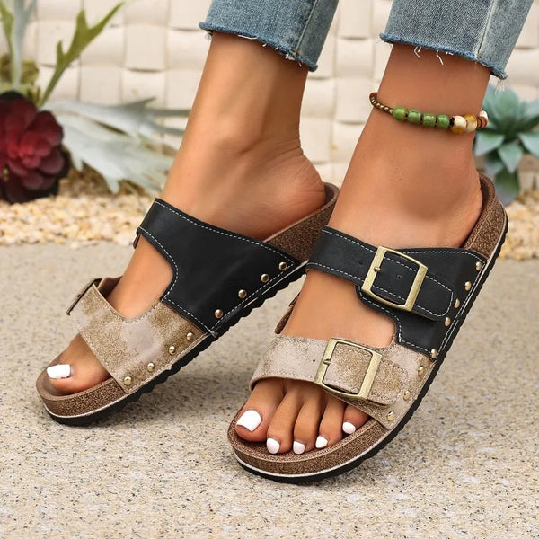 New Retro Thick-SoledLuxury Metal Buckle Decorated Slippers