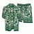 Green and white patterned shirt and shorts set on a white background