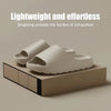 Beige sandals on a beige platform with text about lightweight and effortless wear.