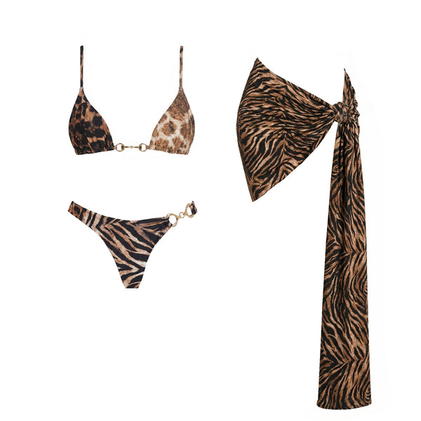 Animal vibe one piece swimsuit with coverup