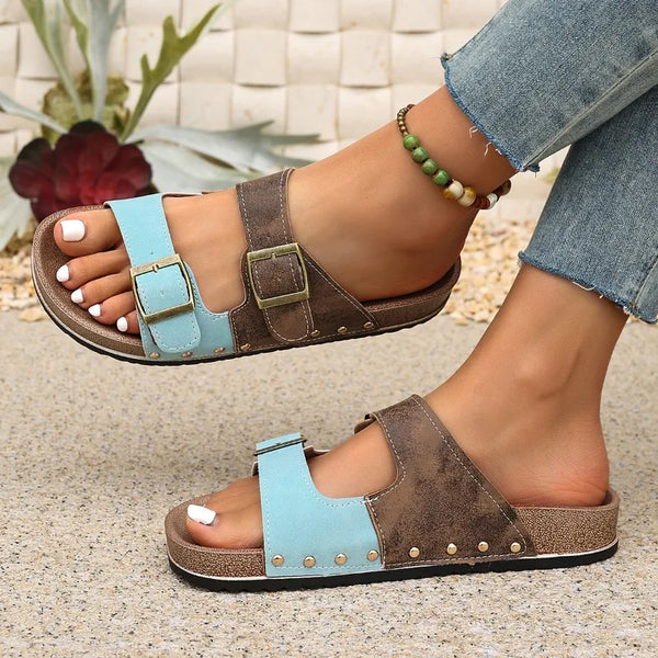 New Retro Thick-SoledLuxury Metal Buckle Decorated Slippers