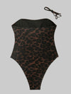 Leopard Printed Bandeau Women One Piece Swimsuit
