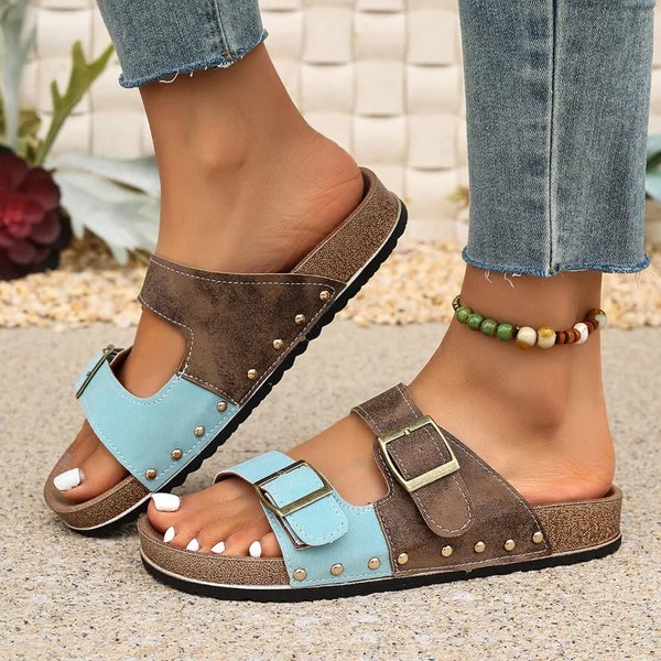 New Retro Thick-SoledLuxury Metal Buckle Decorated Slippers