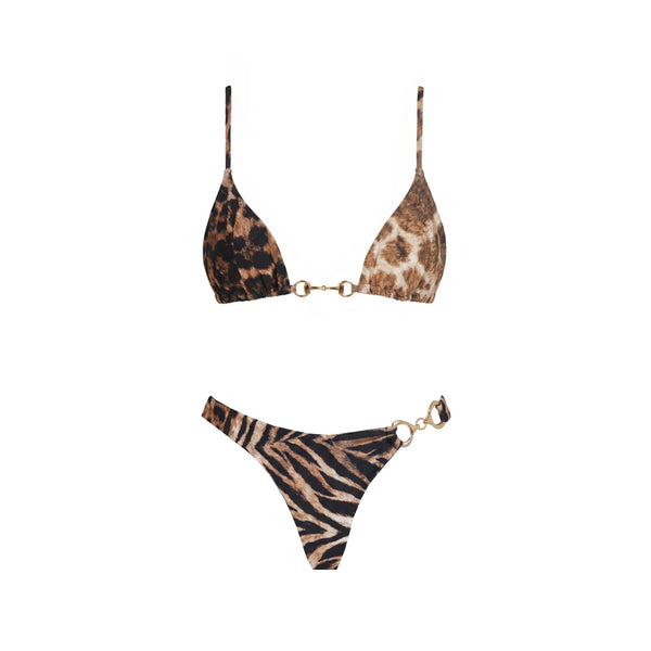 Animal print bikini set on a white background