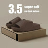 Brown slides with text indicating '3.5 super soft cm thick bottom' on a beige background