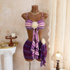 Girly purple three piece swimsuit
