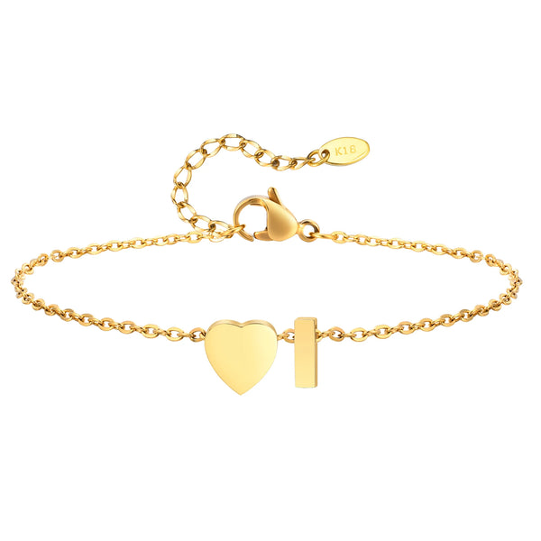Women Heart Initial Stainless Steel Personalized Anklet Bracelets