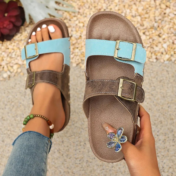 New Retro Thick-SoledLuxury Metal Buckle Decorated Slippers